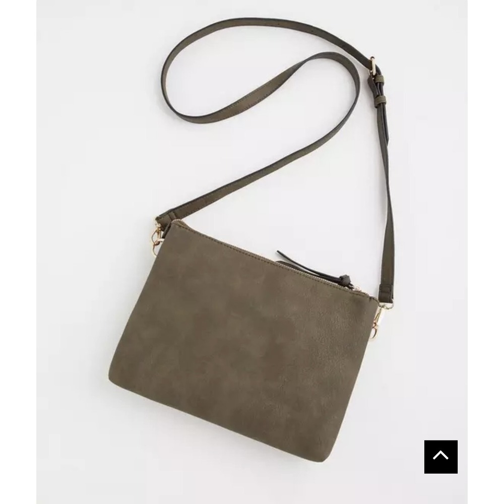 Torrid Olive‎ Green Faux Leather Perforated Crossbody Bag Adjustable Strap - Picture 3 of 8